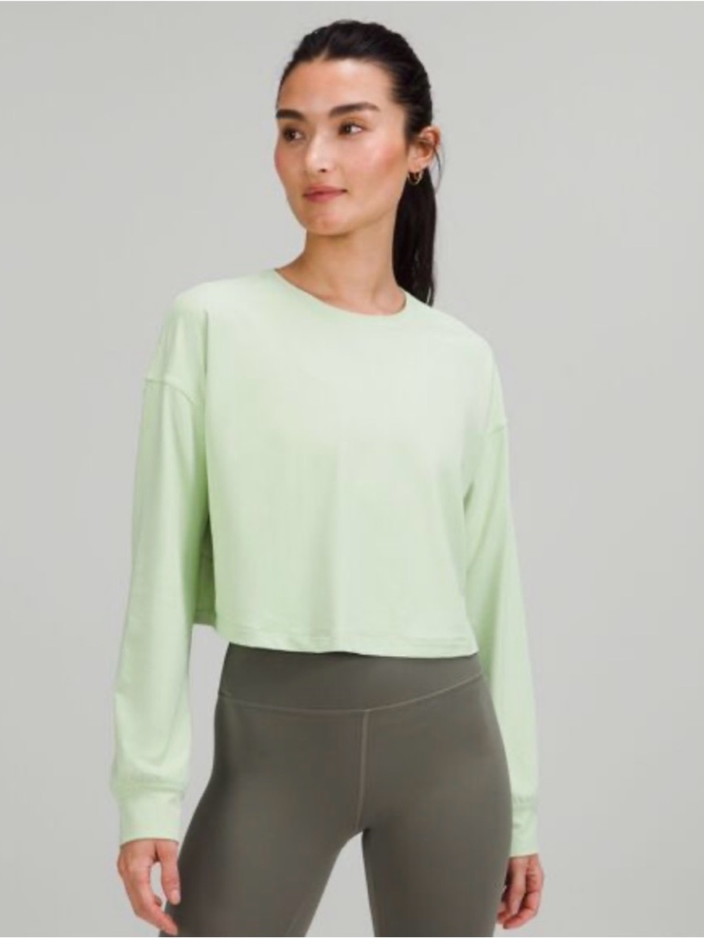 Lululemon Cropped Long-Sleeve Top in Creamy Mint